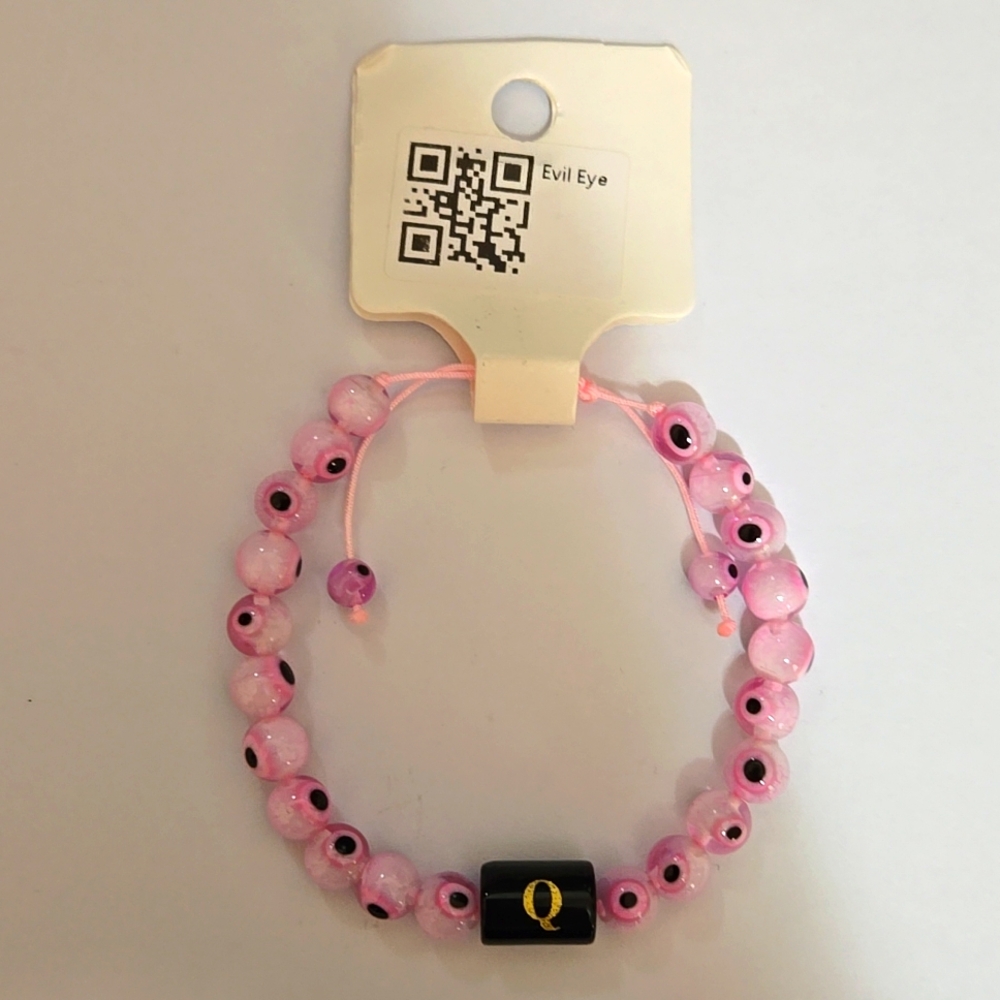 Evil Eye Gem Stone Bracelet Letter Q